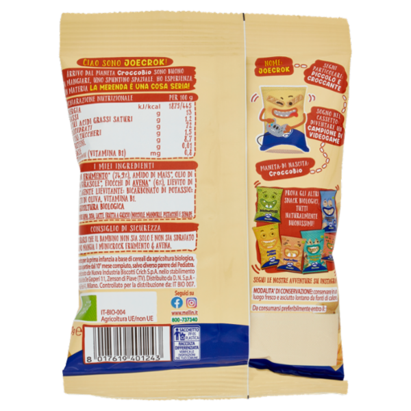 MELLIN Merenda - Snack Biologici, MiniCrock Frumento e Avena 30g