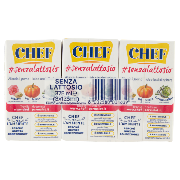 Chef Panna Senza Lattosio 3 x 125 ml