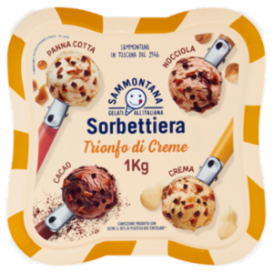 Sammontana Sorbettiera Trionfo Di Creme Panna Cotta, Nocciola, Cacao, Crema 1 Kg