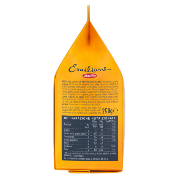 Barilla Emiliane Cappelletti Pasta all'Uovo ripiena con Carne 250 g