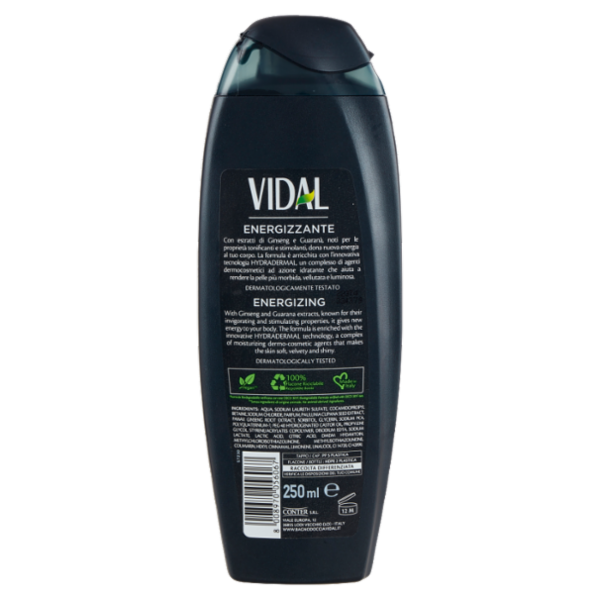 Vidal Energy & Sport Doccia Shampoo Ginseng e Guaranà 250 ml