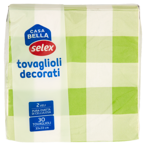 Selex Casa Bella Tovaglioli 2 Veli 33X33 cm Decoro Damier Kiwi 30 pezzi