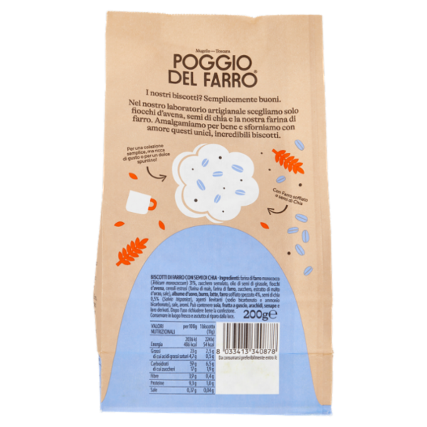 Poggio del Farro Crunchy Cookie con Farro e semi di Chia 200 g