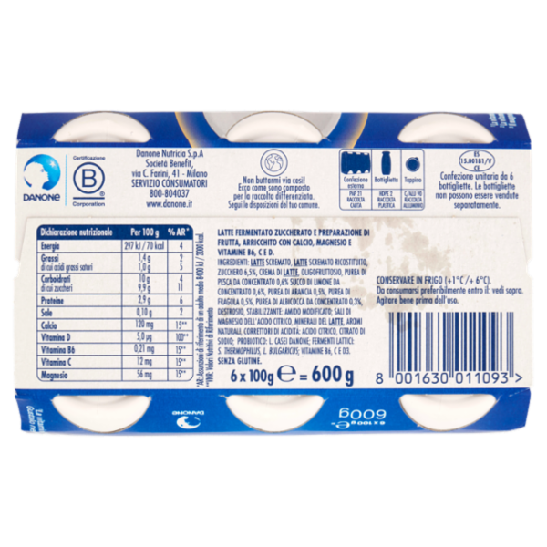 ACTIMEL Tripla Azione, Yogurt da Bere con Vitamine C, D e Magnesio, gusto Frutta mix, 6x100G