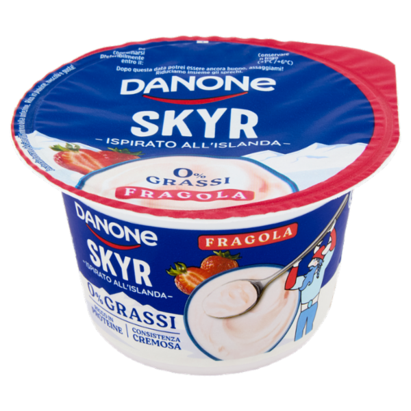 DANONE Skyr, Yogurt ispirato all'Islanda, 0% grassi, Cremoso, Ricco in Proteine, Fragola,150g