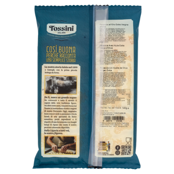 Tossini Focaccia alla Genovese Focaccia all'Olio Extra Vergine d'Oliva 140 g