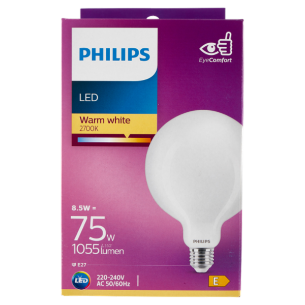 Philips Led globo vetro 75W E27 2700K
