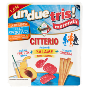 Citterio Un Due Tris! La Merenda Dello Sportivo Frullato Pesca + Fettine Di Salame + Grissini 165 g