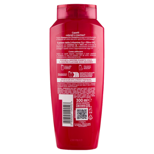 Elvive Color Vive Shampoo 2in1 Protettivo, per Capelli Colorati o Meches, 300 ml