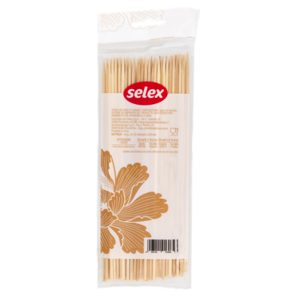 Selex Stecconi per Spiedini in Bamboo 20 Cm 50 pezzi