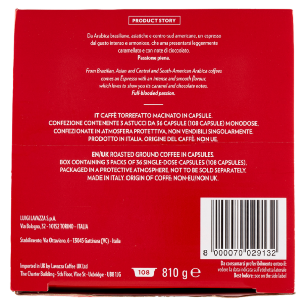 Lavazza A Modo Mio Espresso Passionale 108 Capsule 810 g