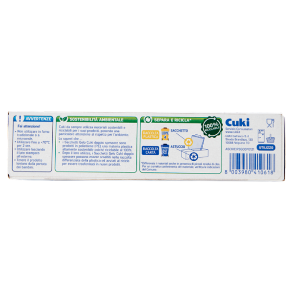 Cuki Congela Sacchetti Gelo Doppio Spessore Formato Piccolo - 1L - 17 x 117 cm 15 pz