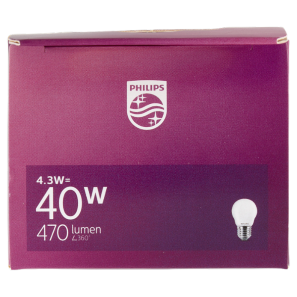 Philips Led sfera vetro 40W E27 2700K
