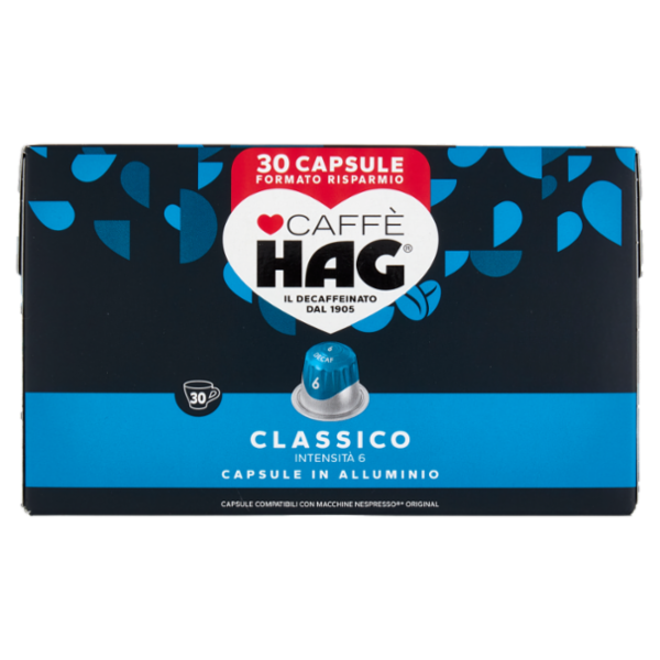Caffè HAG Classico 6- 30 Capsule Caffè Compatibili con Macchine Nespresso*® Original 156g