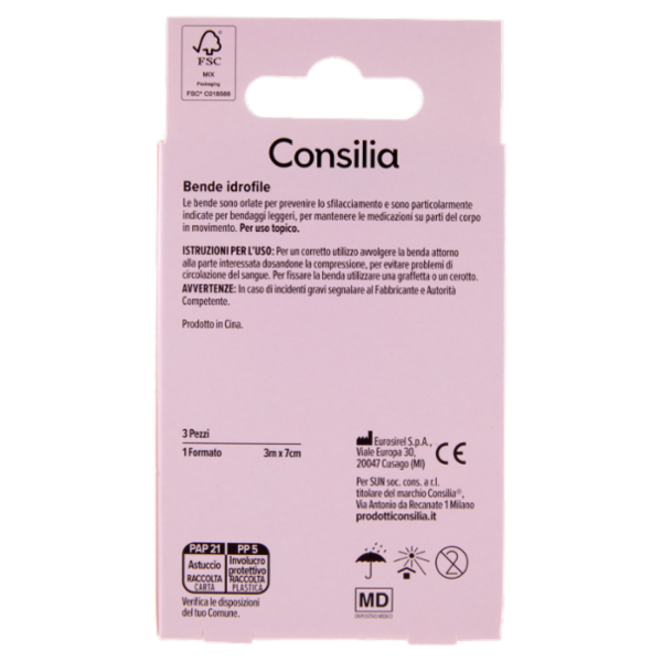 Consilia Bende Idrofile 3 m x 7 cm 3 pezzi