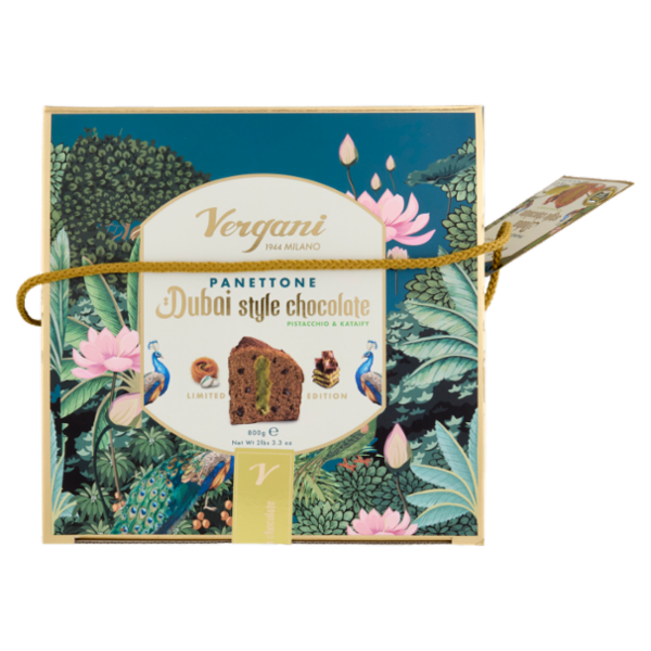 Vergani Panettone Dubai style chocolate Pistacchio e Kataify 800 g