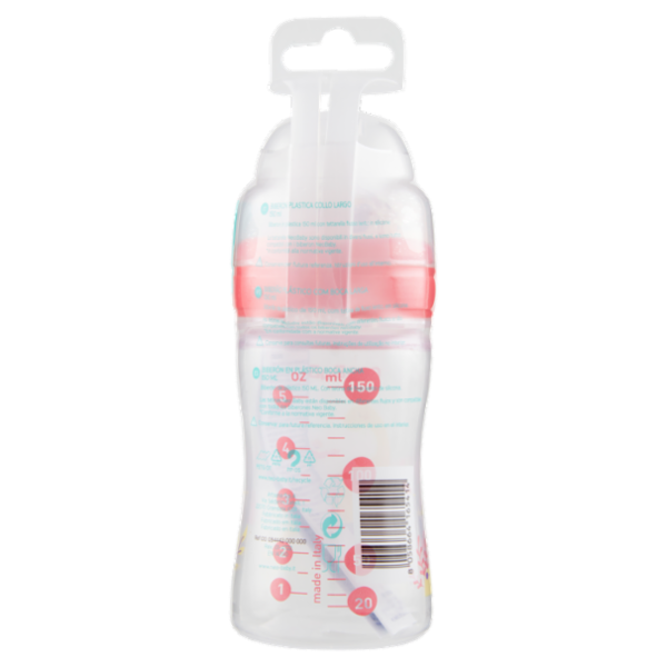 neo Baby Biberon Plastica Collo Largo 150 ml 0m+ Dino Rosa
