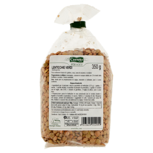 Cerreto i Legumi Lenticchie Verdi Bio 350 g