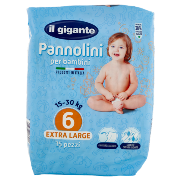 IL GIGANTE Pannolini per bambini 15-30 kg 6 Extra Large 15 pz