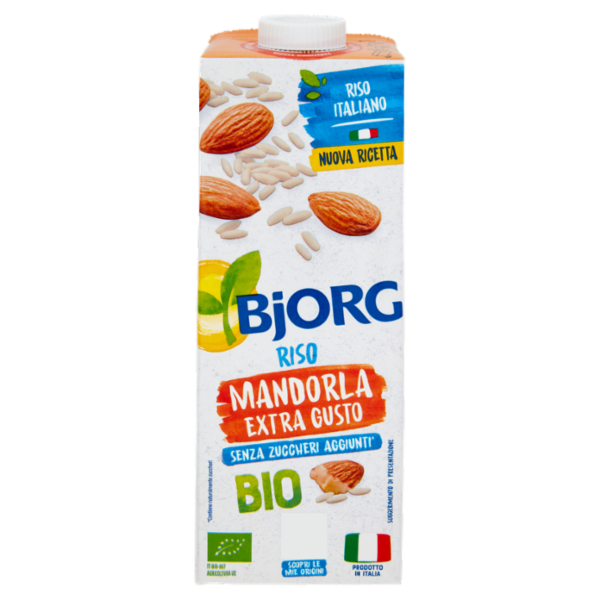 Bjorg Riso e Mandorla Bevanda Vegetale Biologica, Senza Zuccheri Aggiunti, Prodotto in Italia, 1L