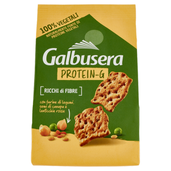 Galbusera Protein-G Cracker con farine di legumi, semi di canapa e lenticchie rosse 200 g