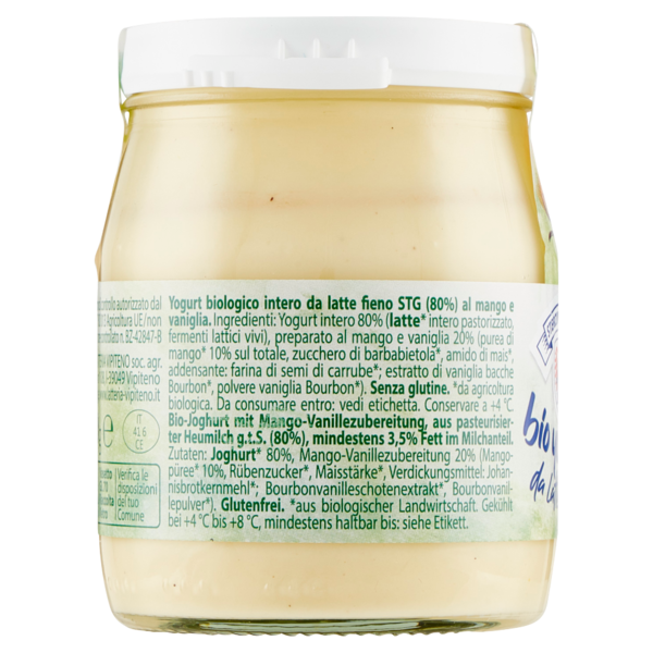 Sterzing Vipiteno bio yogurt da latte fieno mango&vaniglia 150 g