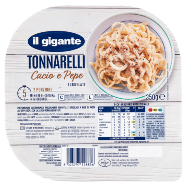 IL GIGANTE Tonnarelli Cacio e Pepe Surgelati 350 g