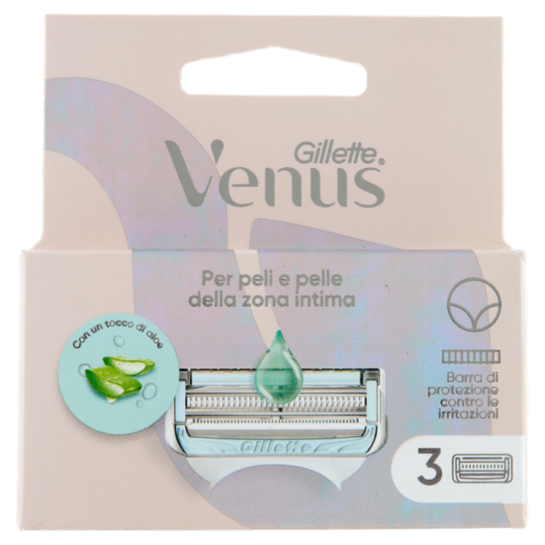 Gillette Venus per peli e pelle della zona intima Lamette di ricambio per Rasoi da Donna 3 Ricariche