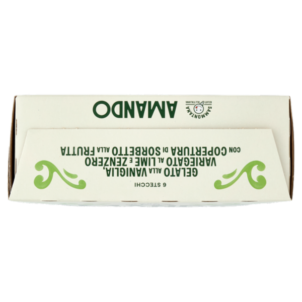 Sammontana Amando 6 Stecchi Gelato alla Vaniglia Variegato Lime e Zenzero Lime,Lampone,Mango 6x55g