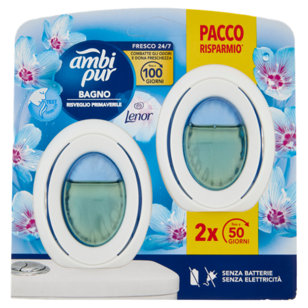 Ambi Pur Bagno Profumatore per Ambienti Elimina e Previene gli Odori, Risveglio Primaverile 2x7,5 ml