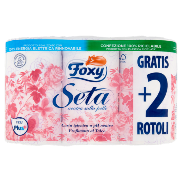 Foxy Seta Carta igienica 2 veli decorata 4+2 maxi rotoli