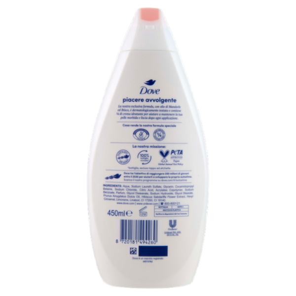 Dove bagnodoccia piacere avvolgente con olio di mandorle e ibisco 450 ml