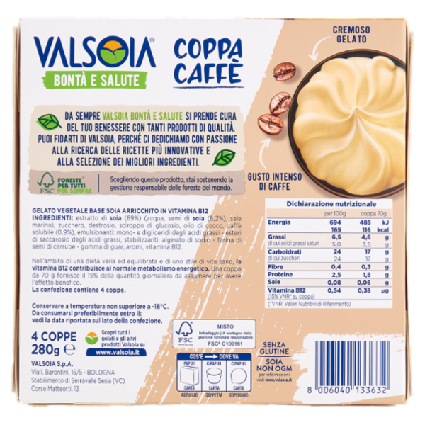 Valsoia Bontà e Salute Coppa Caffè 4 x 70 g