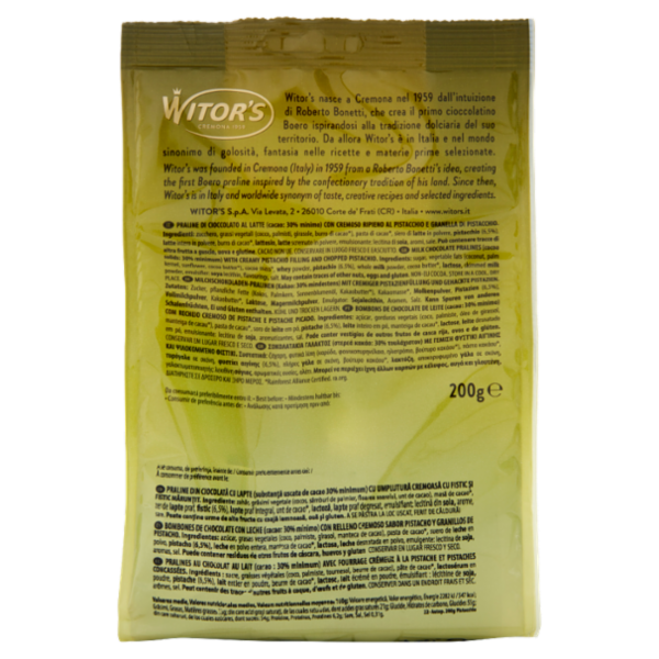 Witor's Golden Pistacchio Cioccolato al Latte con Crema e Granella di Pistacchio 200 g