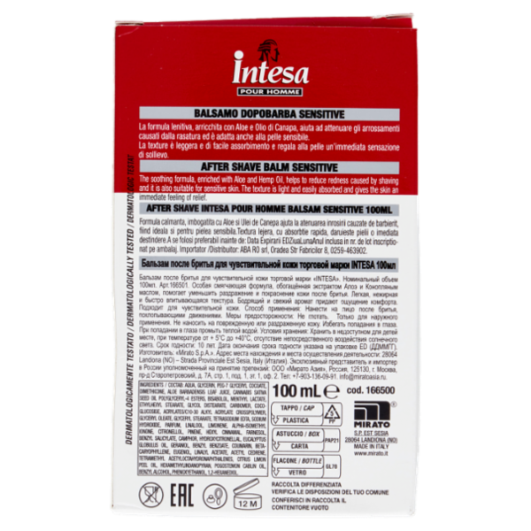 Intesa Pour Homme Balsamo Dopobarba Sensitive Olio di Canapa 100 mL