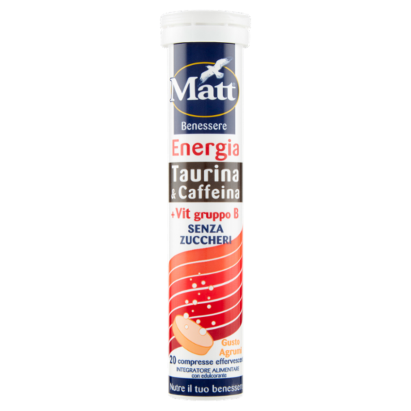 Matt Benessere Energia Taurina & Caffeina +Vit gruppo B 20 compresse effervescenti 80 g