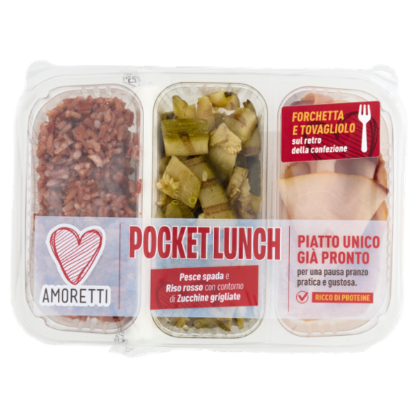 Amoretti Pocket Lunch Pesce spada e Riso rosso con contorno di Zucchine grigliate 190 g