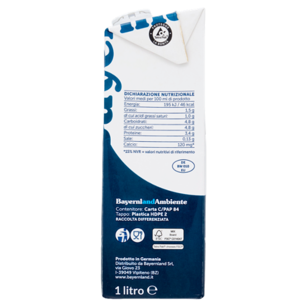 Bayernland latte Parzialmente Scremato UHT a lunga conservazione 1 litro