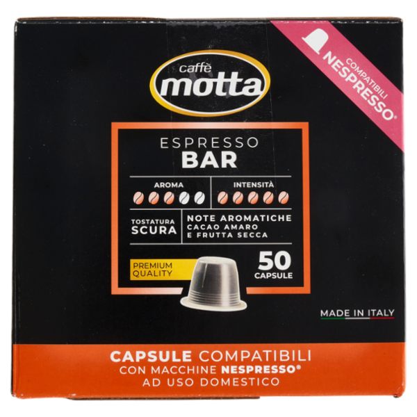 caffè motta Espresso Bar Capsule Compatibili con Macchine Nespresso 50 x 5,5 g
