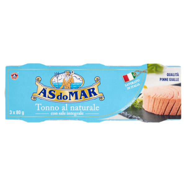 Asdomar Tonno al naturale con sale integrale 3 x 80 g