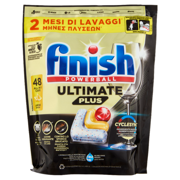 Finish Ultimate Plus Limone pastiglie lavastoviglie 48 lavaggi 585,6 g