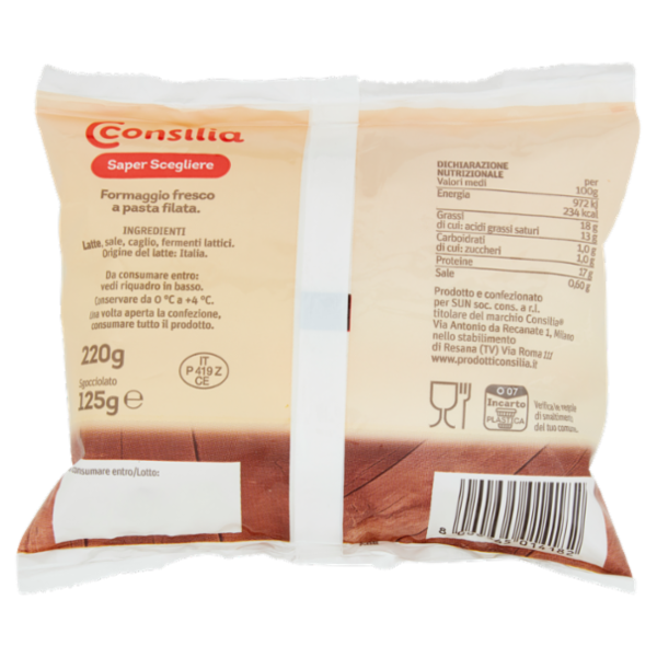 Consilia Saper Scegliere Mozzarella 125 g
