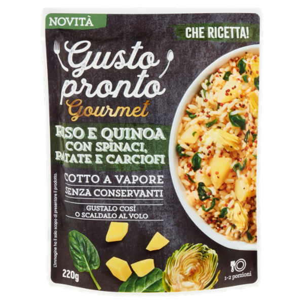 Gusto pronto Gourmet Riso e Quinoa con Spinaci, Patate e Carciofi 220 g