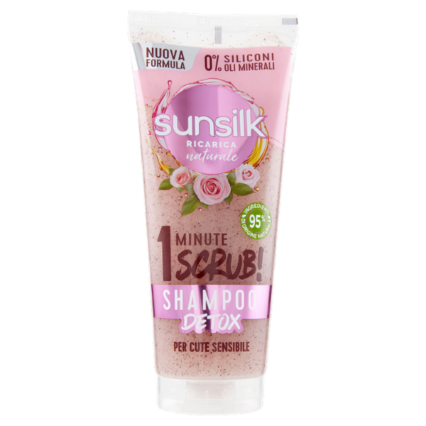 sunsilk Ricarica Naturale 1 Minute Scrub! Shampoo Detox per Cute Sensibile 200 ml
