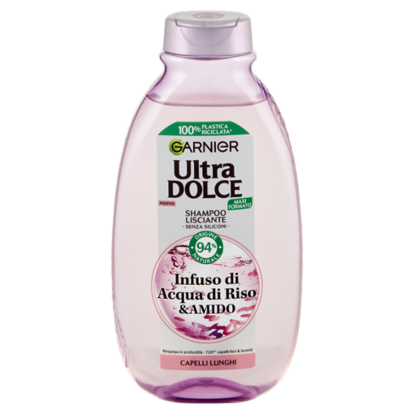 Garnier Ultra Dolce Infuso di Acqua di Riso & Amido, Shampoo Lisciante 300 ml