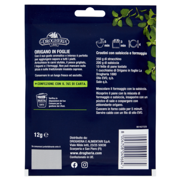 La Drogheria 1880 Origano Foglie 12 g