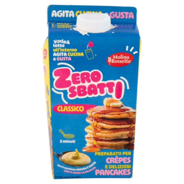 Molino Rossetto Zero Sbatti Classico Preparato per Crêpes e deliziosi Pancakes 200 g