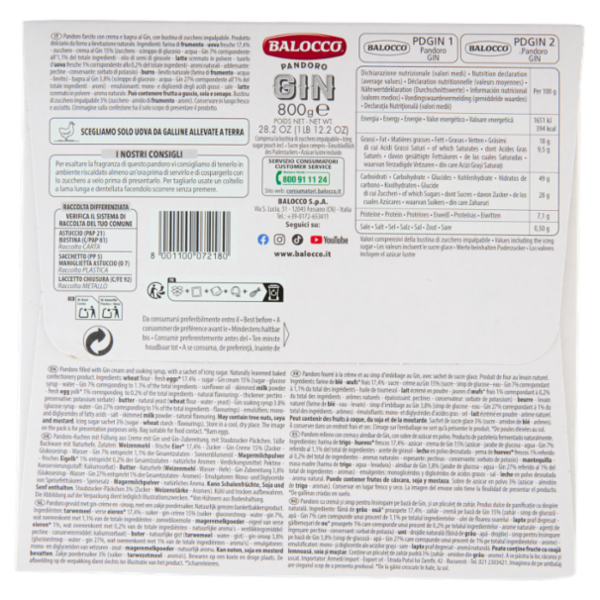 Balocco Pandoro Gin 800 g