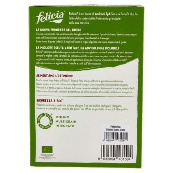 Felicia Bio Ditalini Avena 340 g