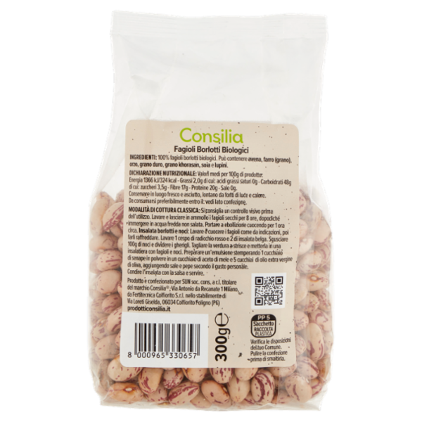 Consilia Legumi Secchi Fagioli Borlotti Biologici 300 g